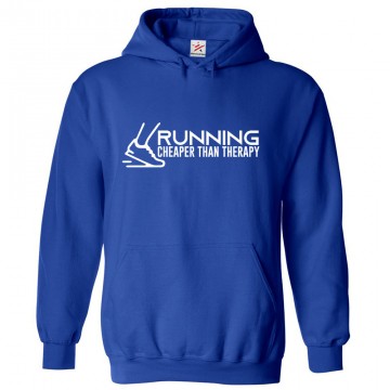 Running Cheaper Than Therapy Unisex Kids and Adults Pullover Hoodie For Atheletes and Runners